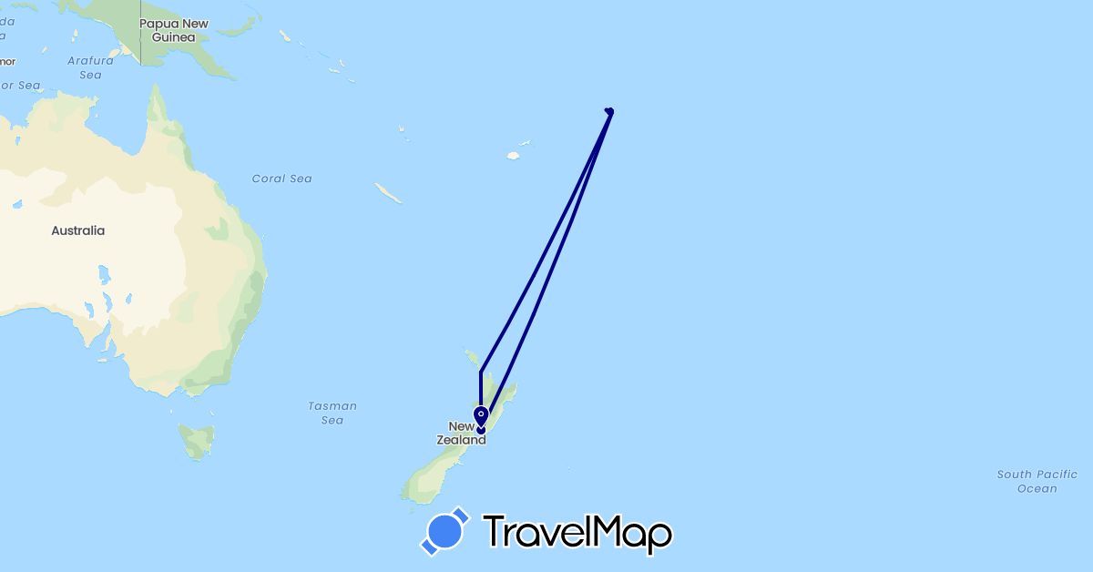 TravelMap itinerary: driving in New Zealand, Samoa (Oceania)